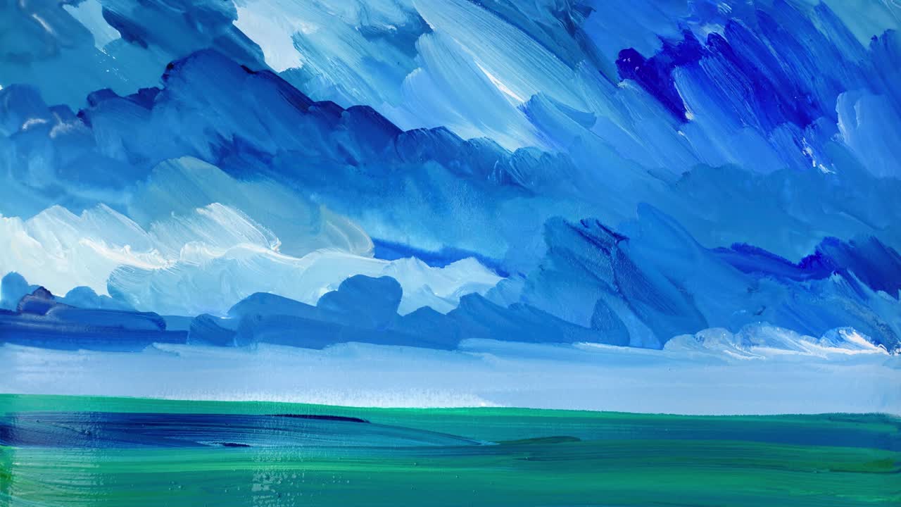 Le dessin abstrait sur la mer. Accéléré.