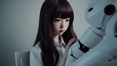 girl and robot interaction
