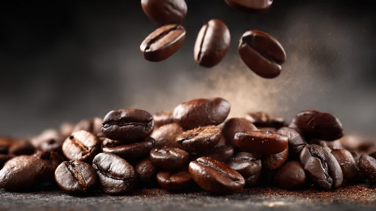 Captivating Close-up of Freshly Roasted Coffee Beans Showcasing Their Rich Texture and Flavor in Two Stunning Frames