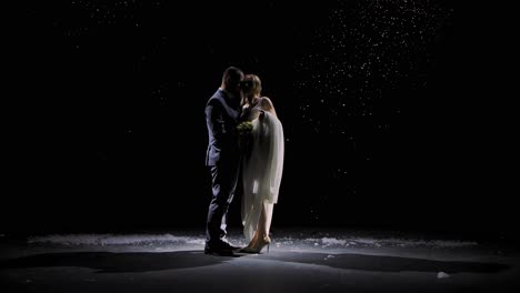 romantic winter wedding couple