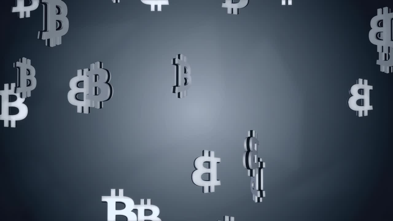 Golden bitcoin cryptocurrency symbols falling down 3d money stock currency bitcoin blockchain stock