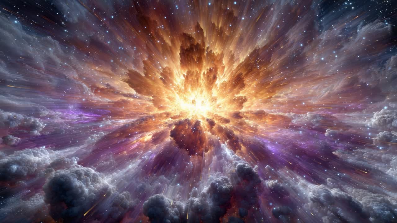 An Explosive Cosmic Event: A Stunning Visualization of Galactic Outbursts Capturing a Celestial Explosion Surrounded by Colorful Nebulae and Stars in the Vast Universe