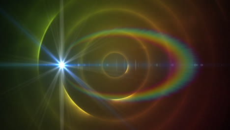 mancha de luz y destello de la lente contra rastros de luz en espiral rosada sobre fondo negro