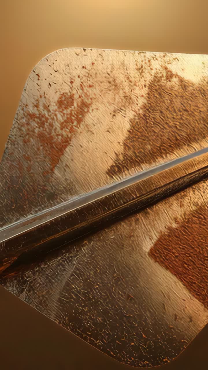 Vertical video: Motor activating rotation of metal plate and rod in studio space, revealing patina