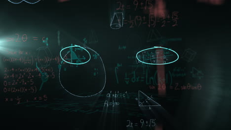 mathematical equations floating against black background