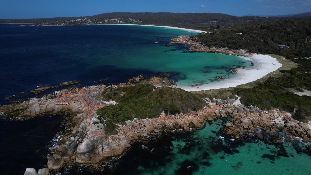 Jeanneret Beach, Turquoise Seascape In Tasmania, Australia - Aerial Shot