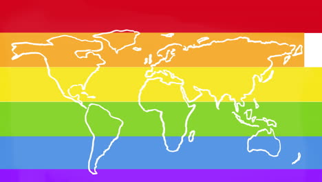 animación del mapa del mundo en el fondo del arco iris