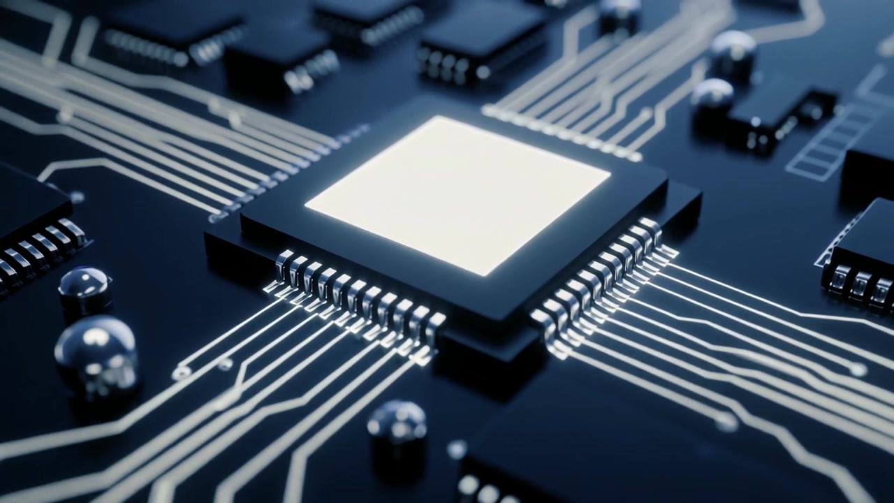 Nærbillede af en Central Processing Unit på et computerprintkort