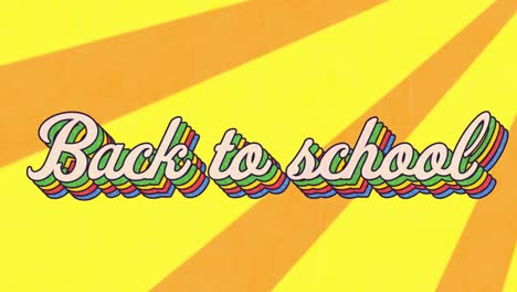 Animation-Von-Back-to-School-Text-In-Bunten-Buchstaben-Auf-Gelbem-Hintergrund
