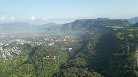 beautiful lonavala sahyadri hills drone moving front view in maharashtra