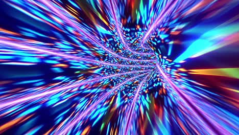 abstract colorful glowing wire flying lines futuristic motion and illuminated light digital effect in tunnel. futuristic neon background, ultra violet glowing lines, laser rays, speed of light. 4k 3d