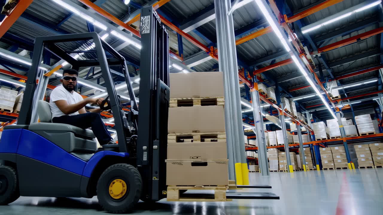operador de carretillas elevadoras en un almacén
