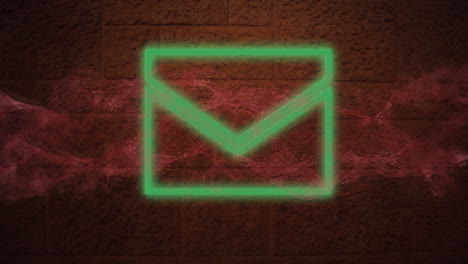 animation of neon mail icon with smoke on brown background