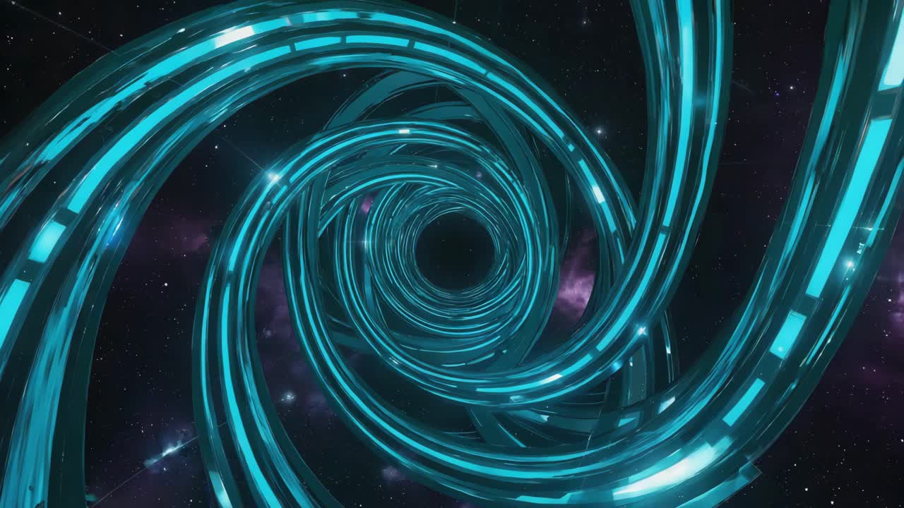 Abstract Glowing Rings Space Tunnel