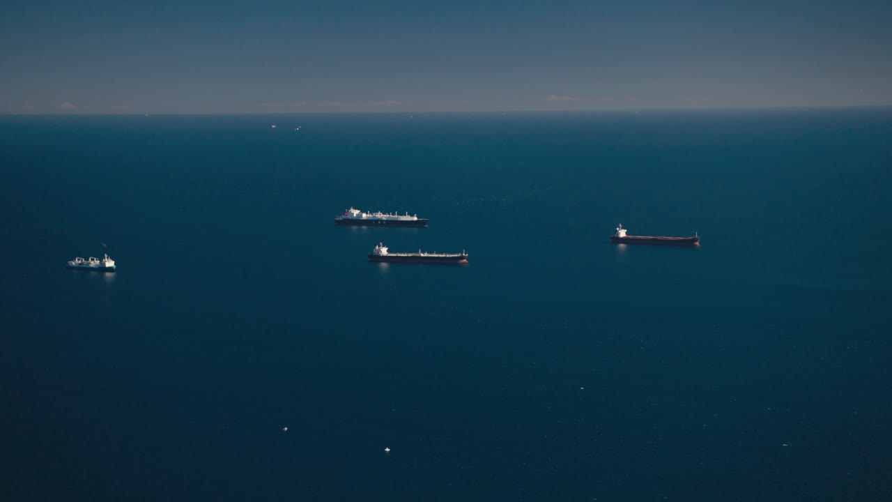 Gibraltar harbour viewed from the top of a hill