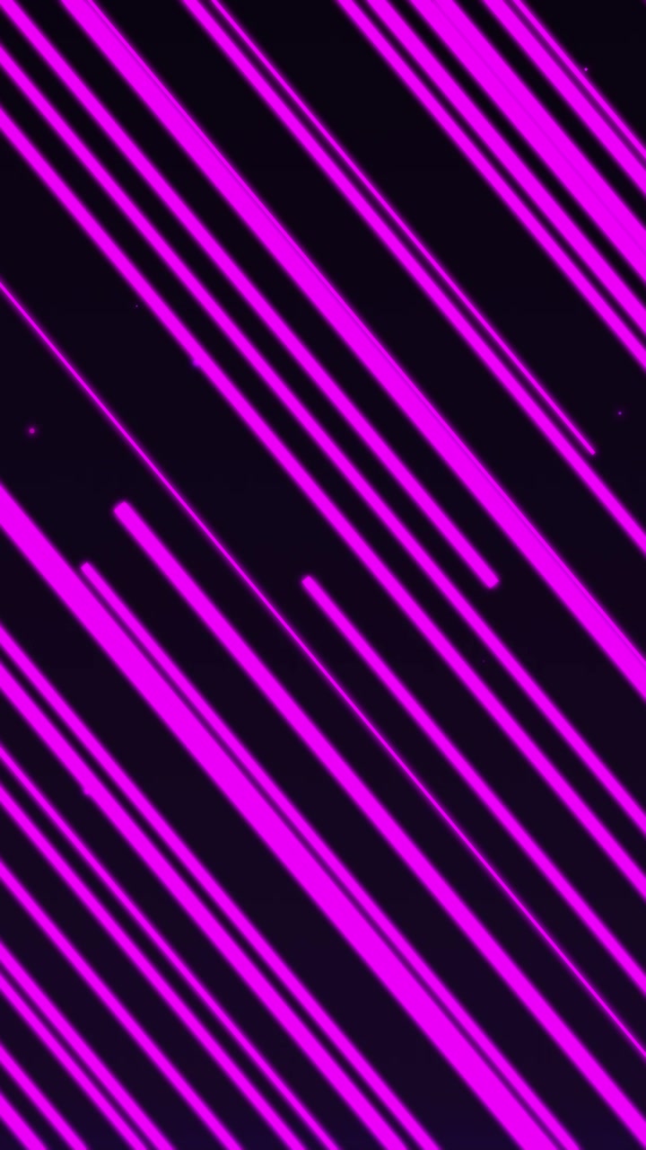 Linee e scie di velocità diagonali viola luminose che si muovono velocemente su sfondo scuro, loop continuo, formato verticale.