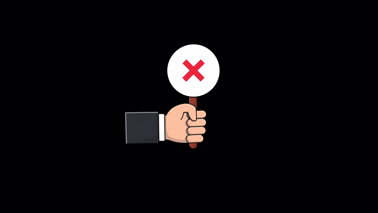 Animated Hand Holding Red X Mark Sign