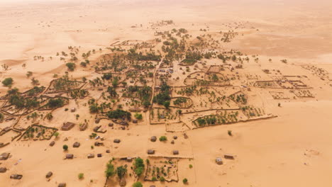 aerial view of a remote desert village
