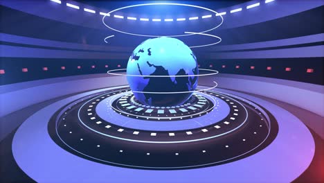 3d world news background loop, digital world breaking news studio background