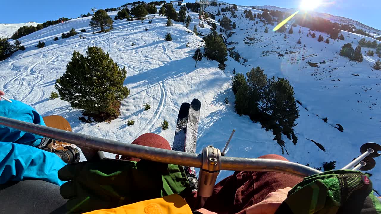 Skiing on a Sunny Mountain Slope