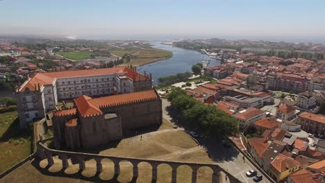 aerial view city of vila do conde on portugal