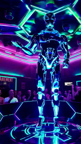 robot performance with neon lights
