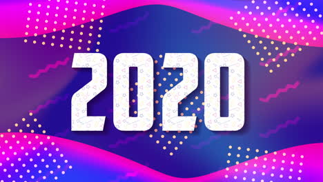 colors lines and geometric figures animation with 2020 year