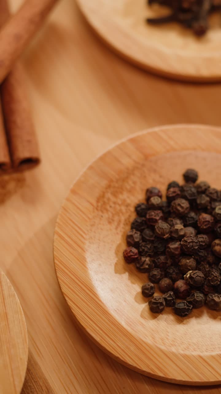 Cinnamon, Turmeric, and Black Pepper Spice Still Life