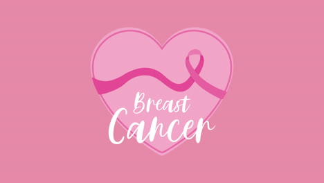 breast cancer lettering with ribbon animation