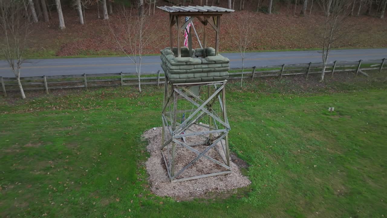 Mock Vietnam era guard tower in Murphy North Carolina