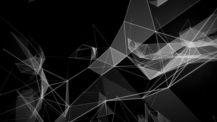 Crypto coin currency promotion intro. Abstract geometric background with connecting dots and lines.