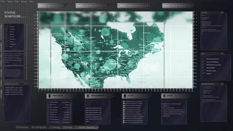 Representación-3D-De-Escaneo-Satelital-GPS-Global,-Que-Señala-Ubicaciones-En-Todo-El-Mundo