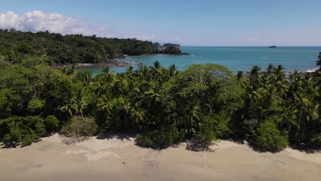 drone aerial view of tropical deserted paradise beach, manuel antonio, costa rica