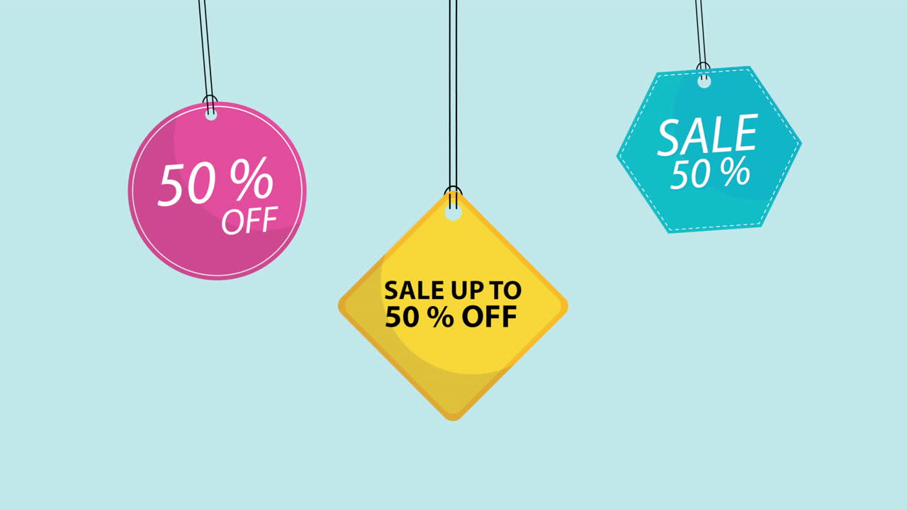 상업 비즈니스 태그를 매달린 애니메이션