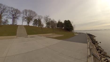 waterfront walk in the park day time, - gimbal