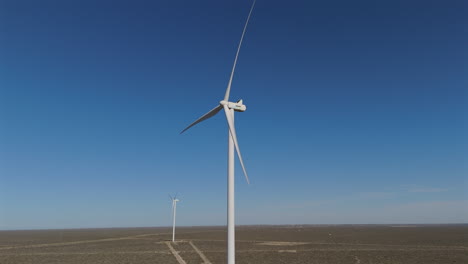 aerial view of wind turbines in a desert