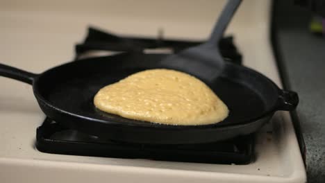 flipping a pancake, close up