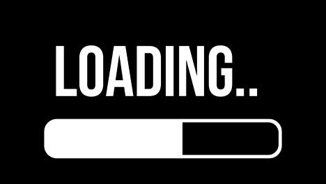 progress loading bar ui indicator. loading text. loading progress animation web design template. white loading interface on black solid screen.