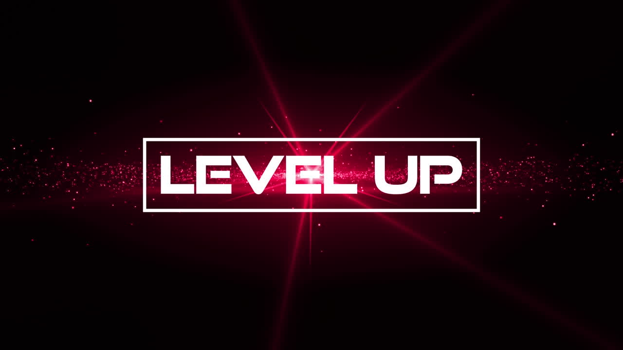 animación digital de un banner de texto de nivel superior contra una estrella roja brillante sobre un fondo negro