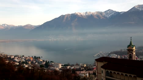 madonna del sasso sanctuary above locarno on the lake maggiore and close to swiss alps in ticino the southern part of switzerland 4k