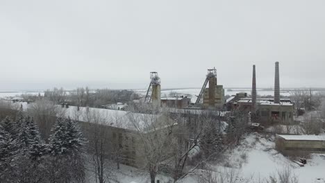 abandoned mining factory in winter