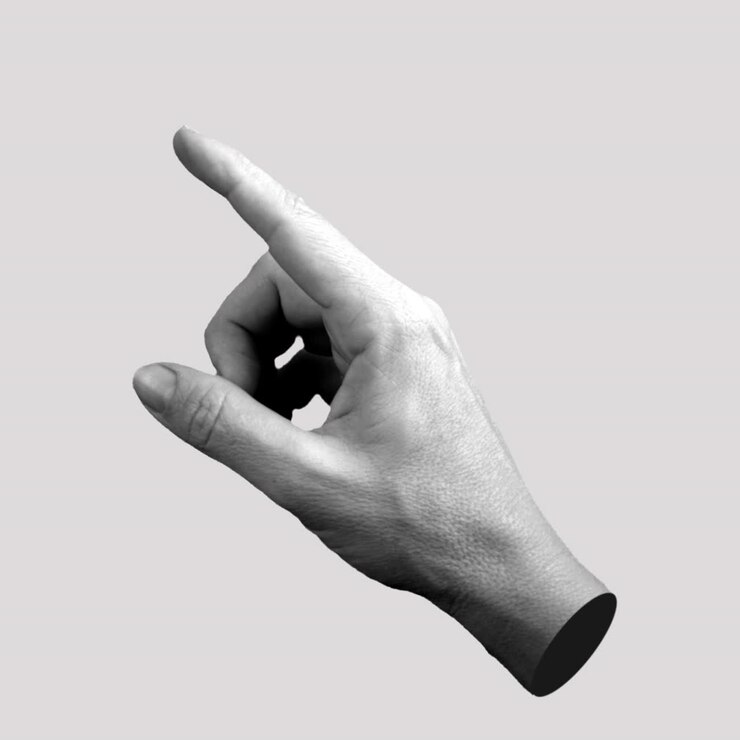 Black and White Human Hand Pointing with Index Finger