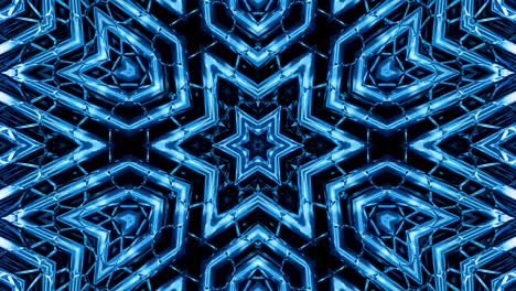 abstract symmetric background with star symmetry. mandala with waves. looped abstract blue liquid background with wavy sparkling pattern, shiny glossy surface. kaleidoscope effect