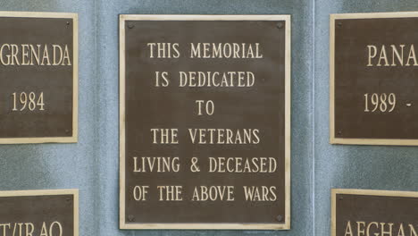 dedication plaque of a war memorial