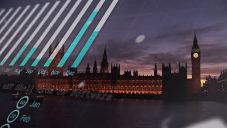 Animation-Der-Finanzdatenverarbeitung-über-Der-Londoner-Stadtlandschaft