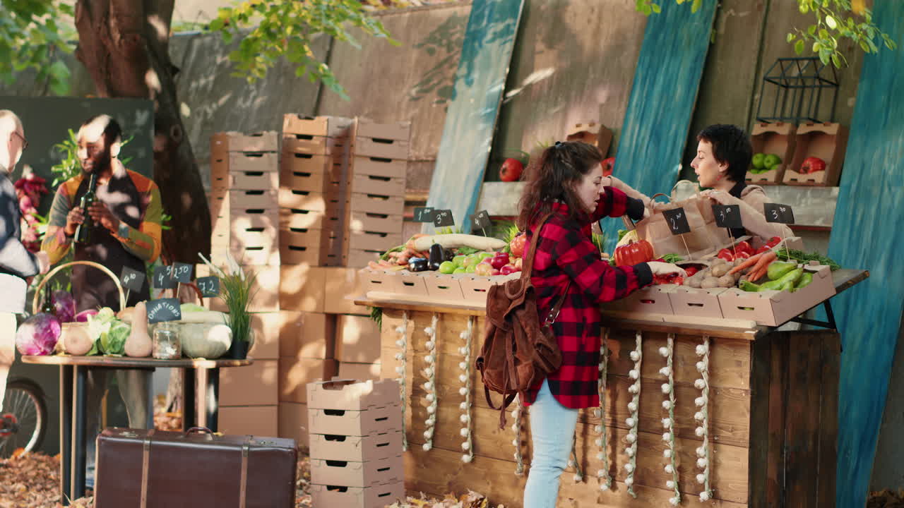 Customers Buying Vegetables at Farmers Market