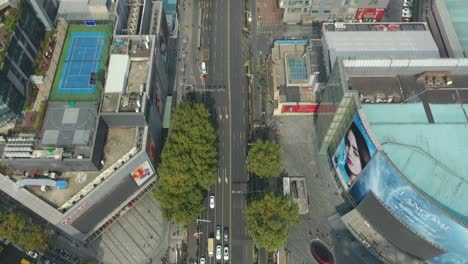 sunny day nanjing city traffic streets crossroad aerial topdown panorama 4k china