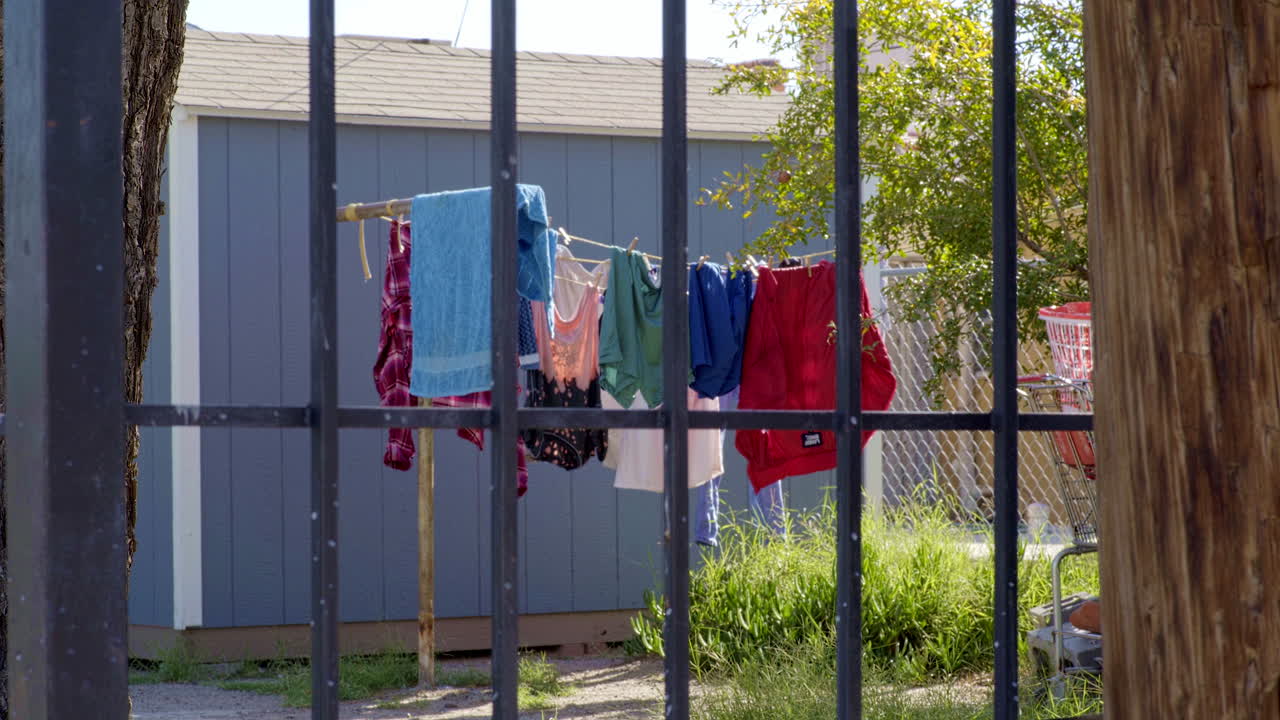 Clothes hanging in the sun in El Paso's Downtown Neighborhood in the Early Hours