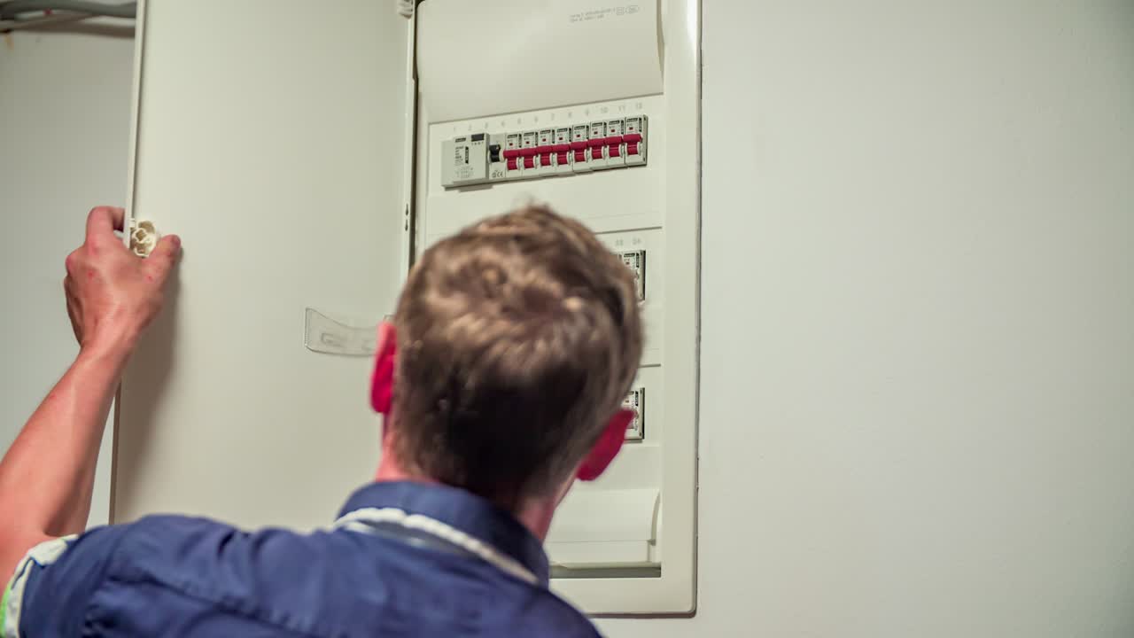 caja de interruptores de electricidad en el interior