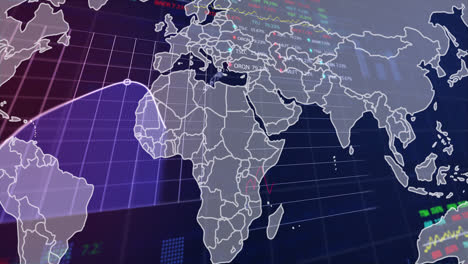 Animación-Del-Procesamiento-De-Datos-Sobre-Cuadrícula-Y-Mapa-Mundial